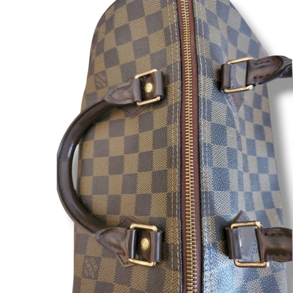 LOUIS VUITTON Speedy 30 Damier Ebene Satchel Bag Brown COA, Lock & Key - Picture 11 of 16